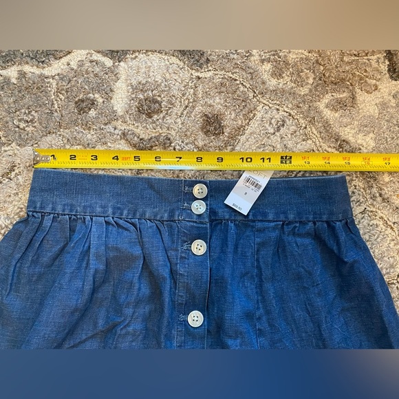 New Ann Taylor LOFT Side Button Linen Blend Chambray Blue A-line Skirt Sz 8 - Picture 7 of 10